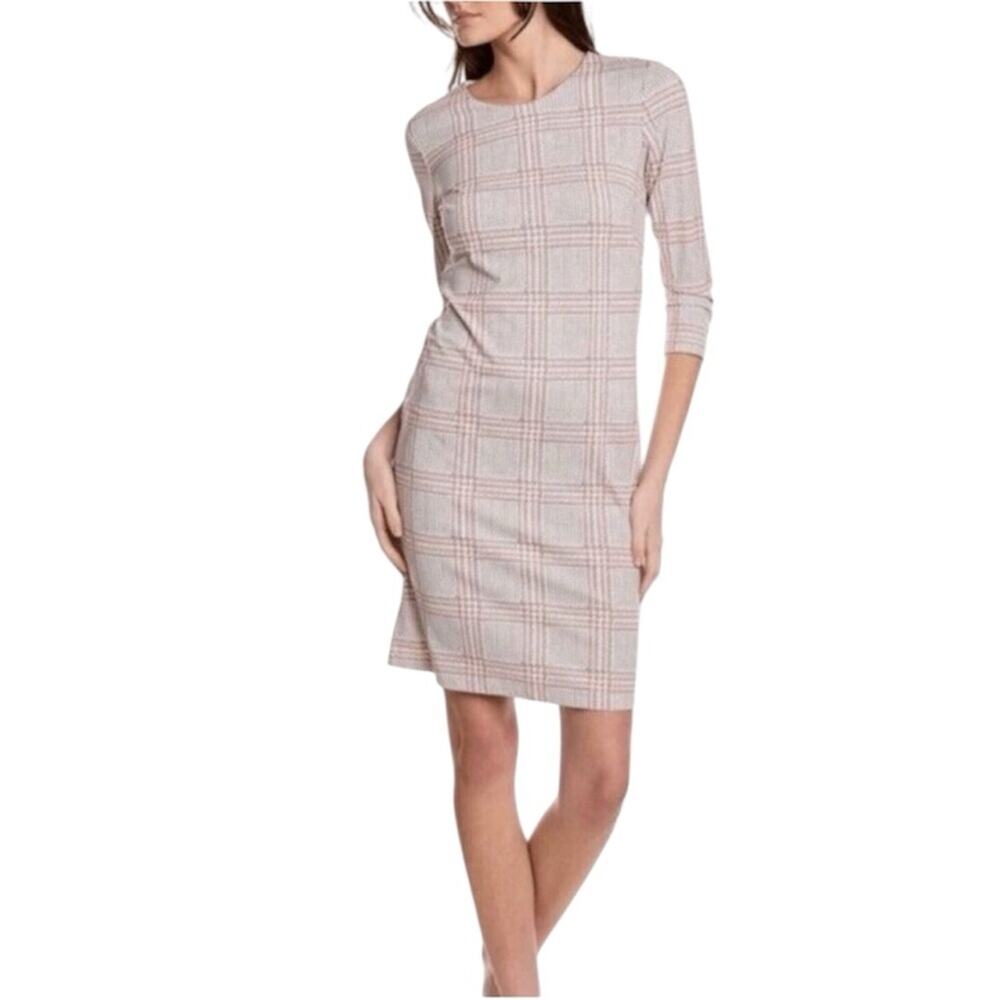 J. McLaughlin Catalina Cloth Sophia Sheath Dress in Houndstooth Plaid Sz Medium
